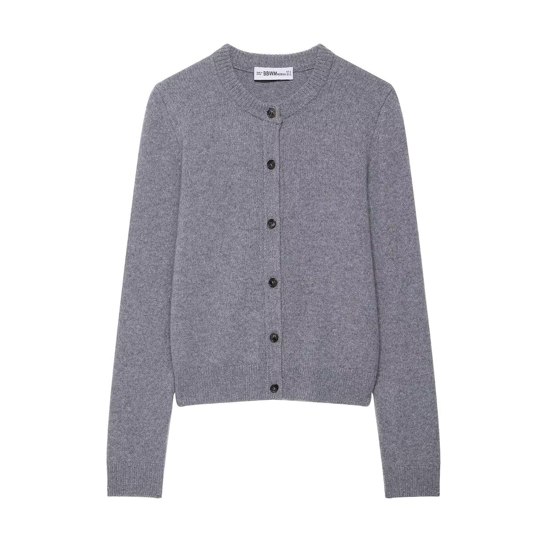 Damen Kurzgeschnittener Feinstrick-Cardigan mit Rundhalsausschnitt und Rippbündchen Shop Nory