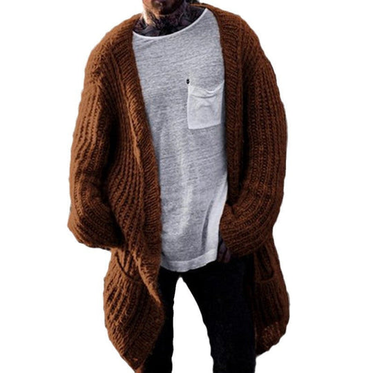 Herren Großer Strickcardigan mit tiefem Schnitt und strukturiertem Design