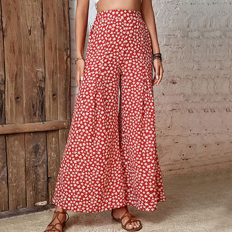 Damen High‑Waist Palazzo‑Hose mit weitem, fließendem Bein und floralem Alloverprint Shop Nory
