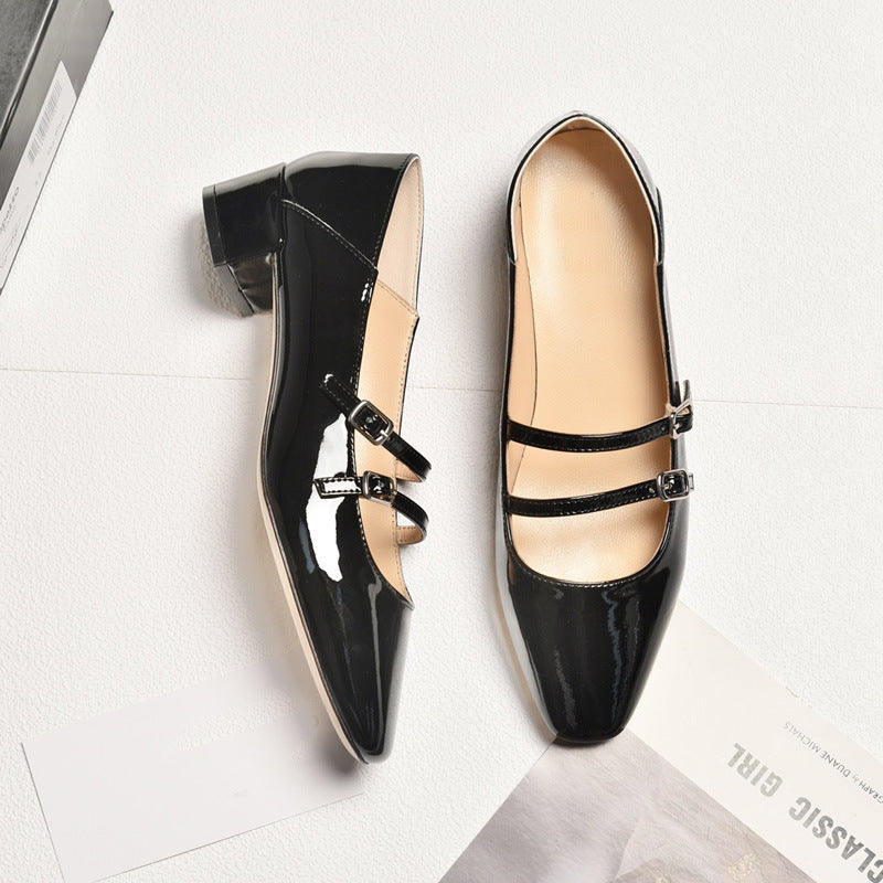 Damen Elegante Ballerinas mit schickem Riemchenverschluss und komfortablem Blockabsatz