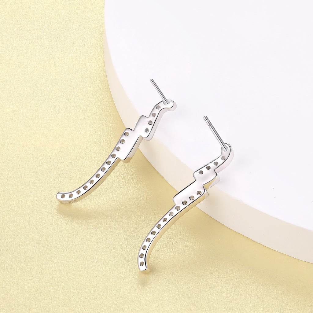 Damen Ohrstecker im eleganten geschwungenen Design mit funkelndem Zirkonia-Besatz Shop Nory