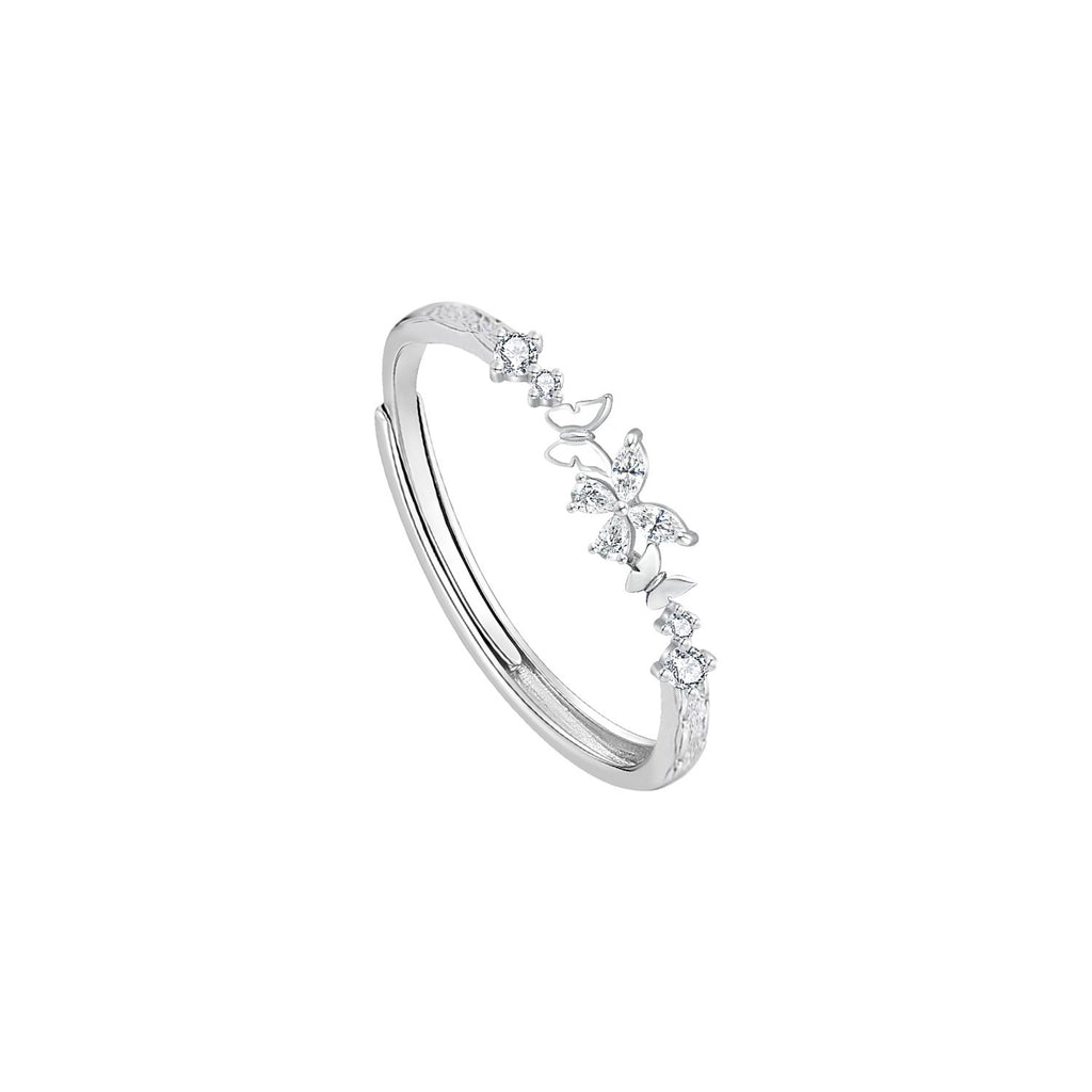 Damen eleganter Ring mit feiner Textur und funkelndem Kristall Shop Nory