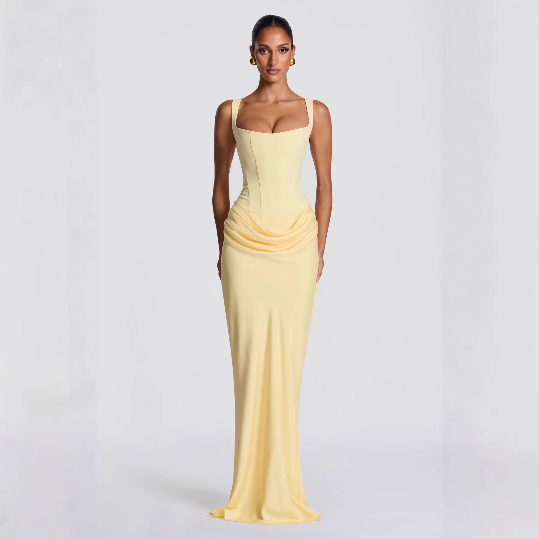 Damen Fließendes Maxi-Kleid mit asymmetrischem Schnitt und raffiniertem Drapé