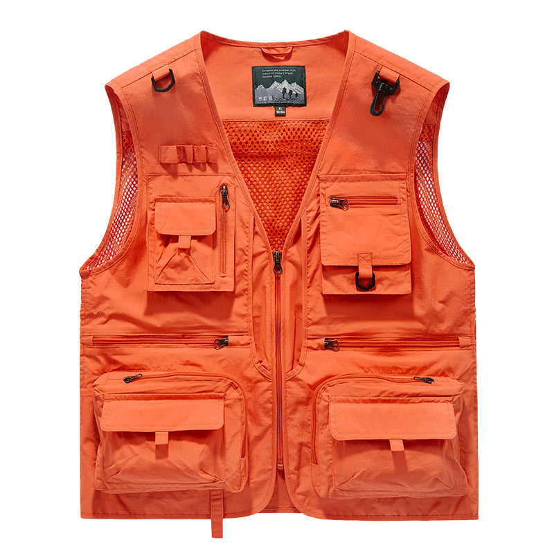 Herren Utility-Weste mit Multifachtaschen, Mesh-Belüftung und Reißverschluss Shop Nory