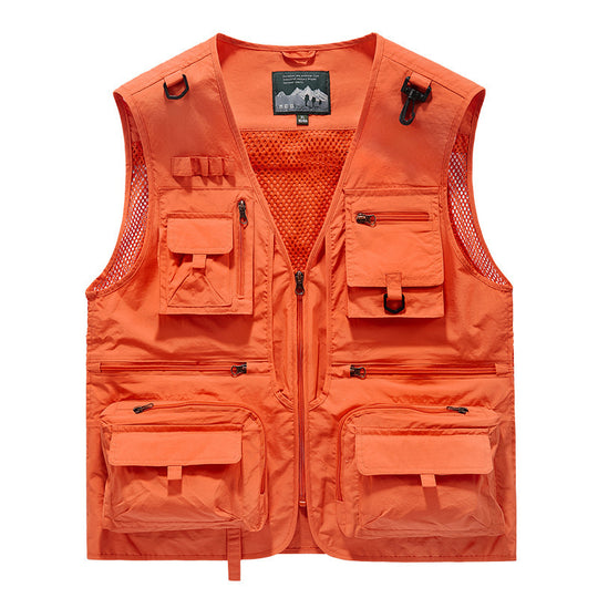 Herren Utility-Weste mit Multifachtaschen, Mesh-Belüftung und Reißverschluss Shop Nory