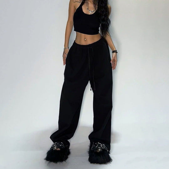 Damen nan weit geschnittene Loungehose mit hohem Bund extra weitem Bein und Tunnelzug Shop Nory