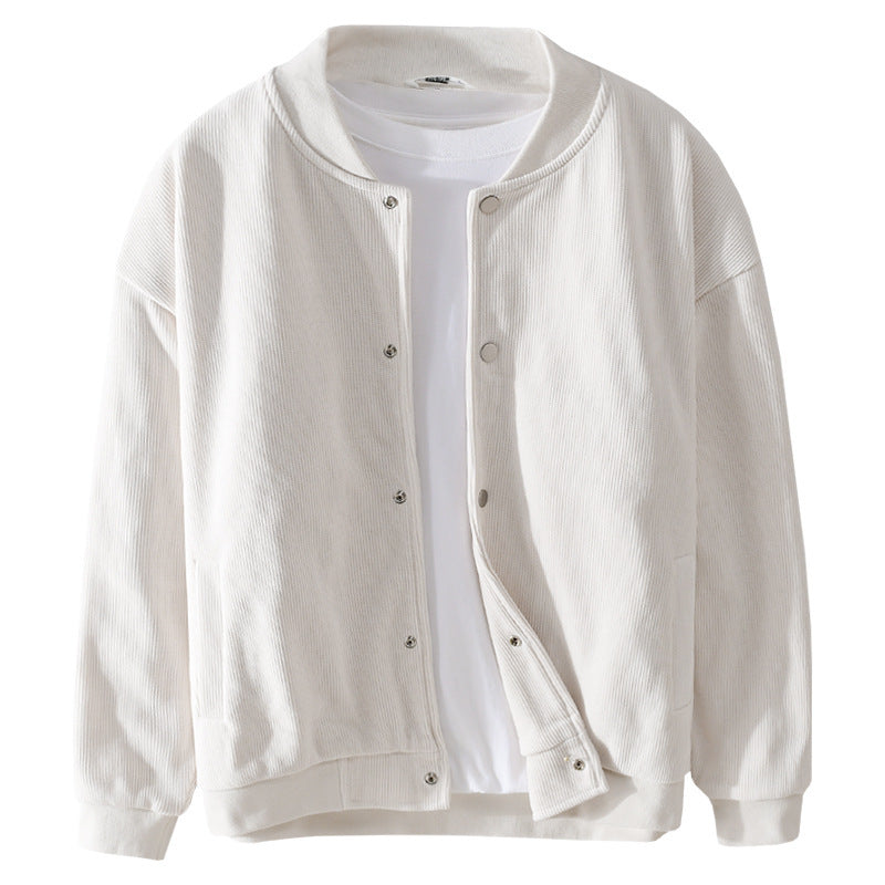 Herren Cord-Collegejacke mit Druckknopfleiste und Rippbündchen Shop Nory