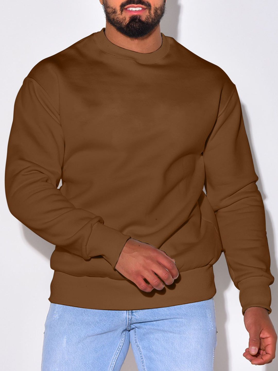 Herren Lässiges Rundhals-Sweatshirt mit Rippbündchen Shop Nory
