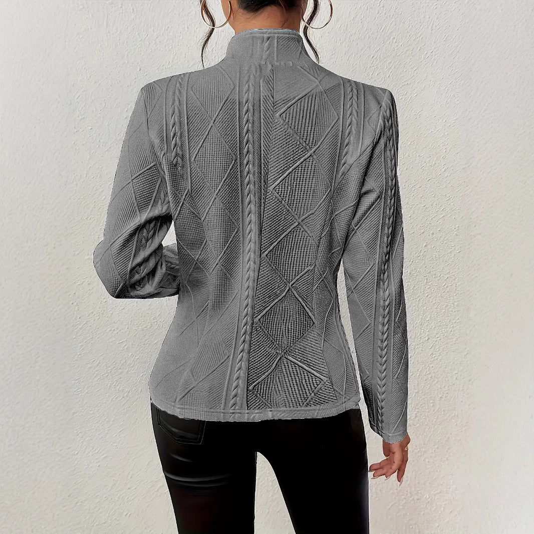 Damen nan strukturierter Blazer mit Zopfmuster und Stehkragen Shop Nory