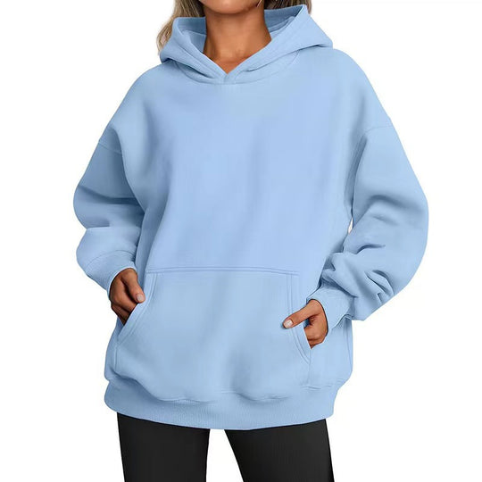 Damen nan Longline-Oversize Hoodie mit tiefer Schulter, verstärkter Kängurutasche und geripptem Saum Shop Nory