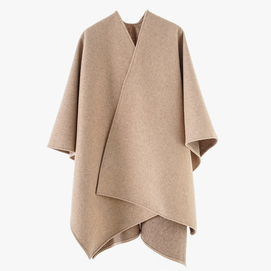 Damen Minimalistisches Kimono-Cape aus Wollmischung mit verdecktem Wickelverschluss Shop Nory