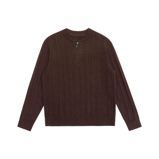 Herren Zopfmuster-Halbzip-Pullover mit Stehkragen und geripptem Saum Shop Nory
