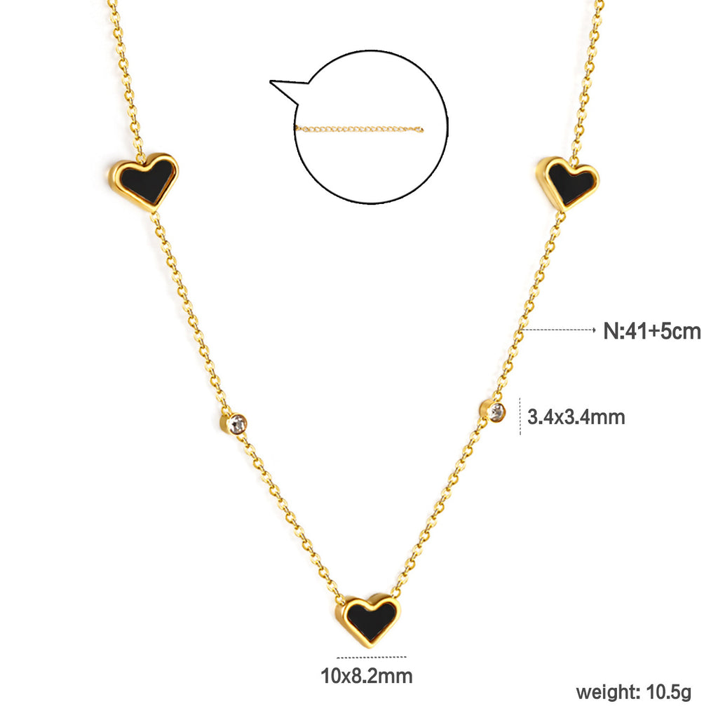 Damen Halskette mit herzförmigen Anhängern und funkelnden Strasssteinen Shop Nory