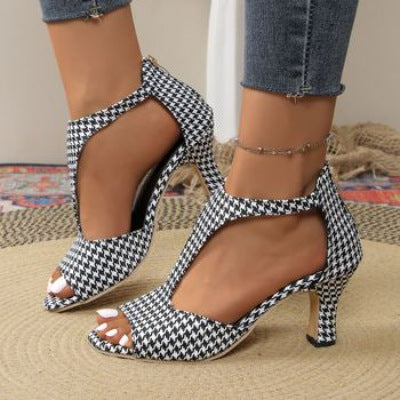 Damen Absatzsandalen mit offenen Riemen und modischem Schnürdesign