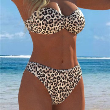 Damen Bandeau-Bikini mit hochwertigem Animal-Print und optimalem Tragekomfort Shopnory