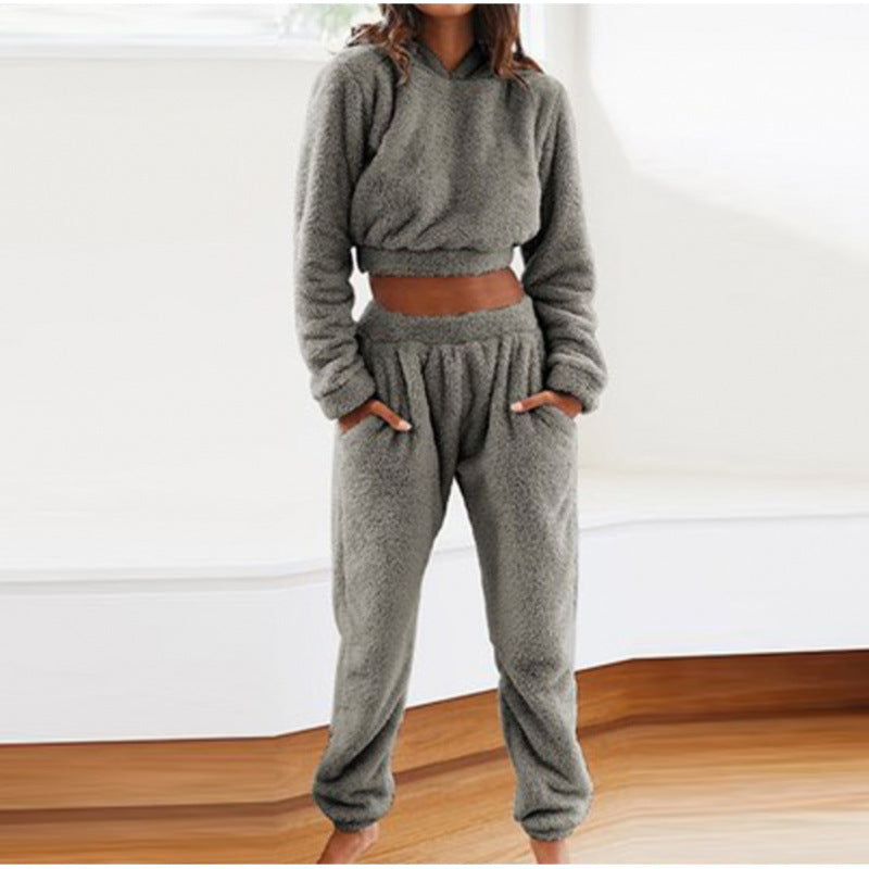 Damen kuscheliges Lounge-Set aus weichem Fleece