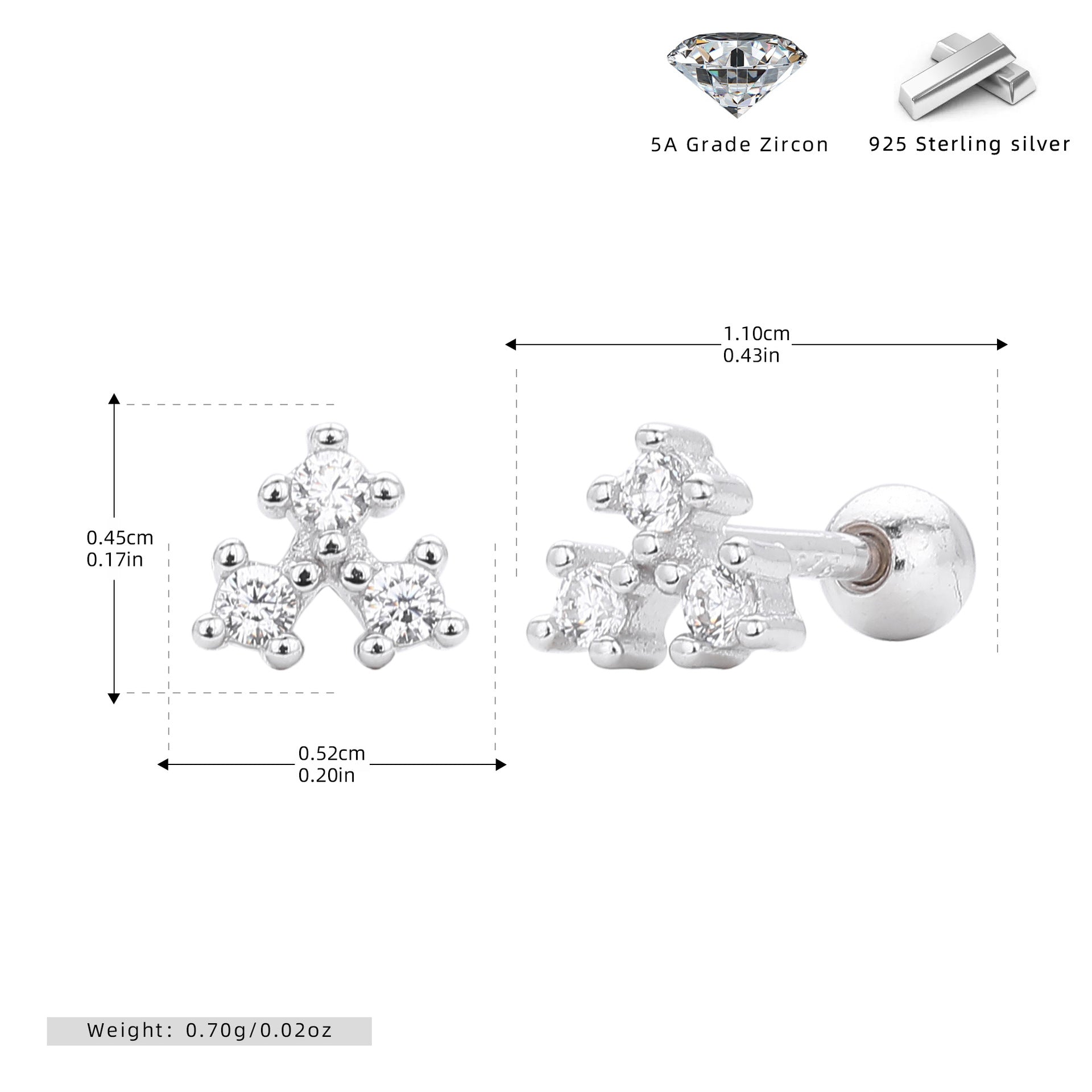 Damen Ohrstecker mit funkelndem 5A Zirkon aus hochwertigem 925 Sterling Silber Shop Nory