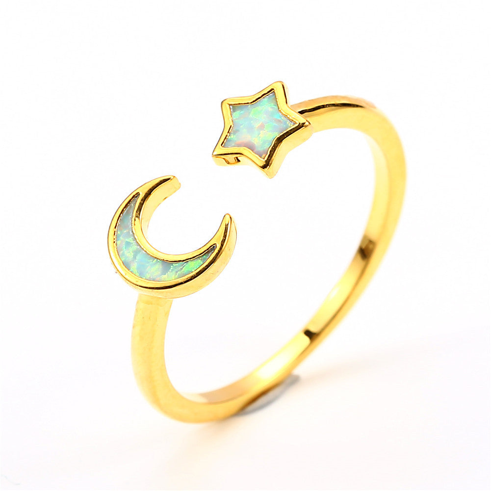 Damen Ring mit filigranem Mond- und Sternmotiv Shop Nory