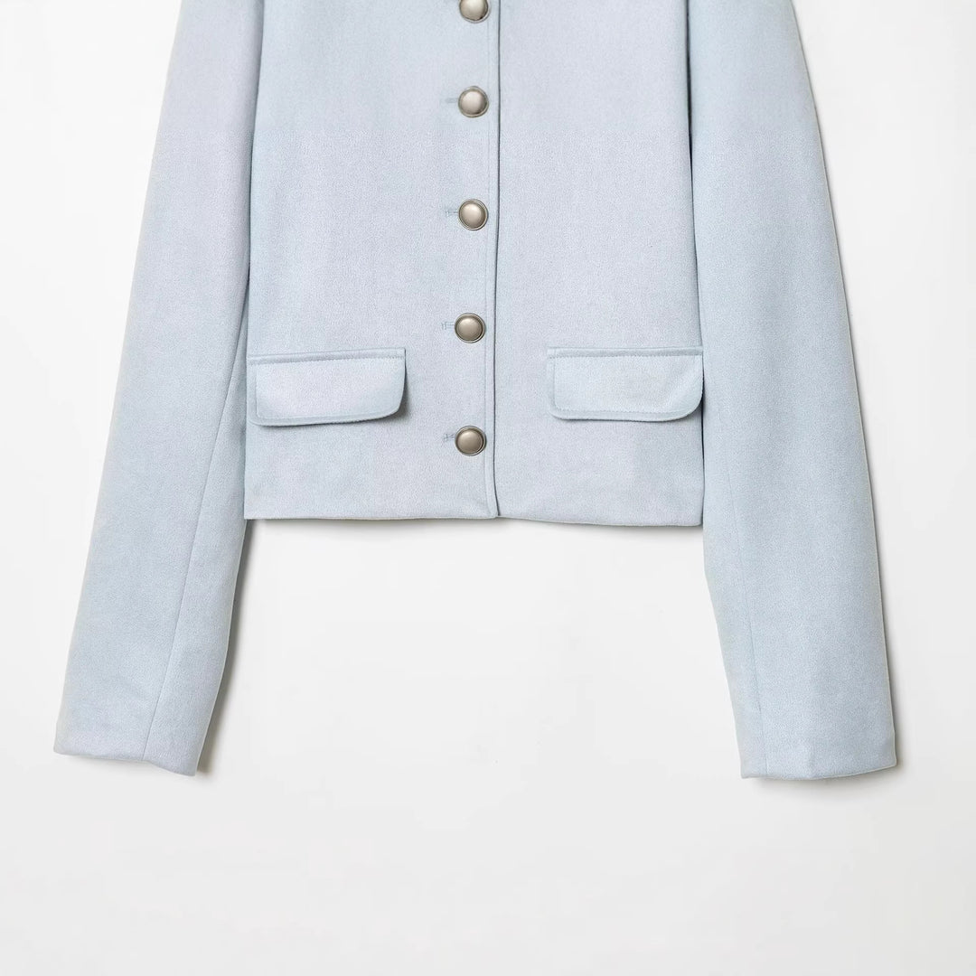 Damen Taillierte Cropped‑Bouclé‑Jacke mit Zierknopfleiste und Pattentaschen Shop Nory