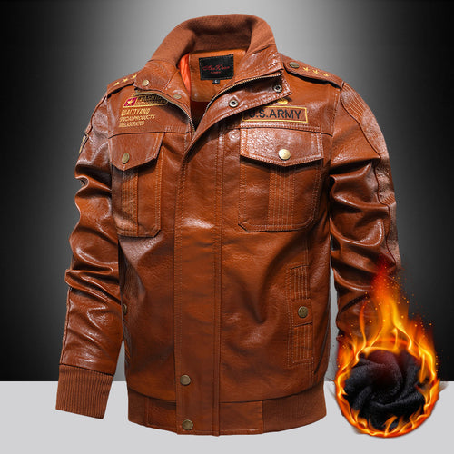 Herren isoliertes Kunstleder-Fliegerblouson im Military-Look mit Applikationen und gerippten Abschlüssen Shop Nory