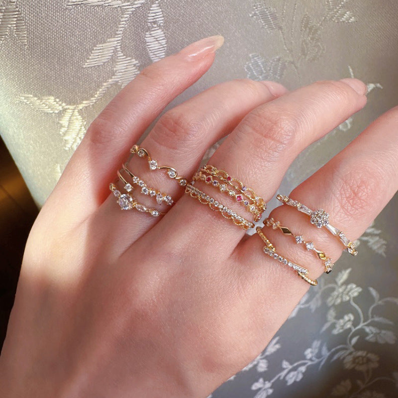 Damenring mit funkelndem Zirkonia-Akzent und elegantem Doppelband Shop Nory