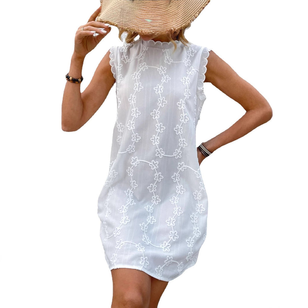 Damen trendiges Sommerkleid mit floralem Stickdesign Shopnory