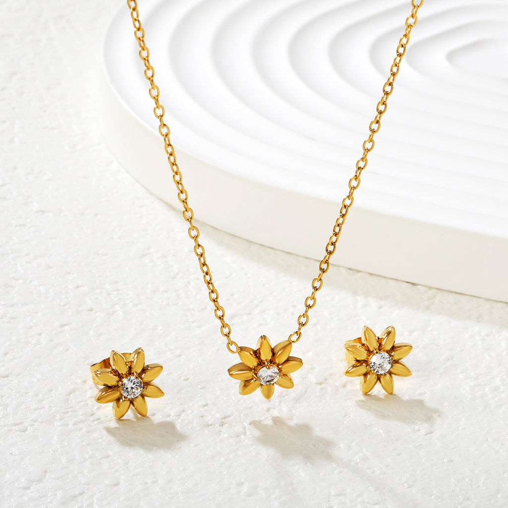 Damen Schmuckset mit floralem Design und funkelnden Kristallen Shop Nory