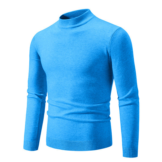 Herren Schmal geschnittener Feinstrick‑Mockneck‑Pullover mit geripptem Kragen und Saum Shop Nory