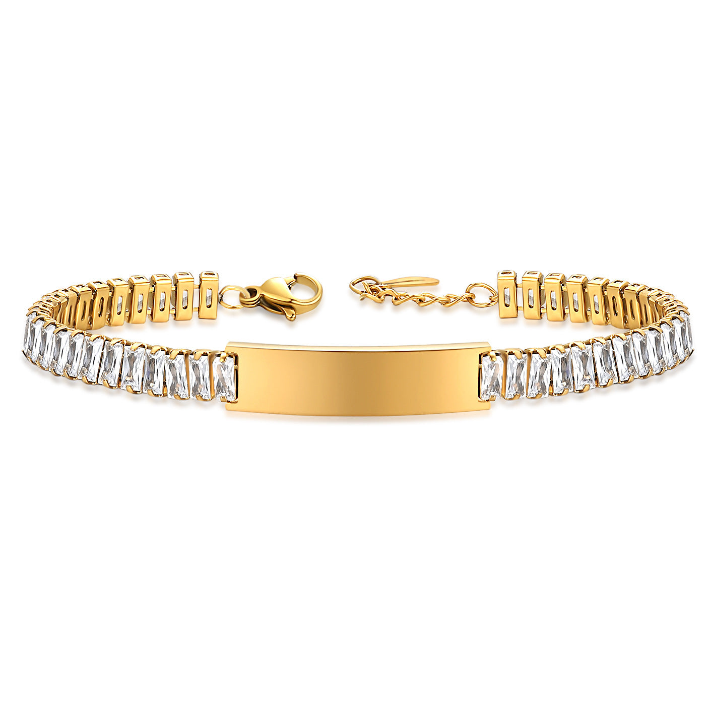 Damen Armband mit funkelnden Zirkonia und gravierbarem Anhänger Shop Nory