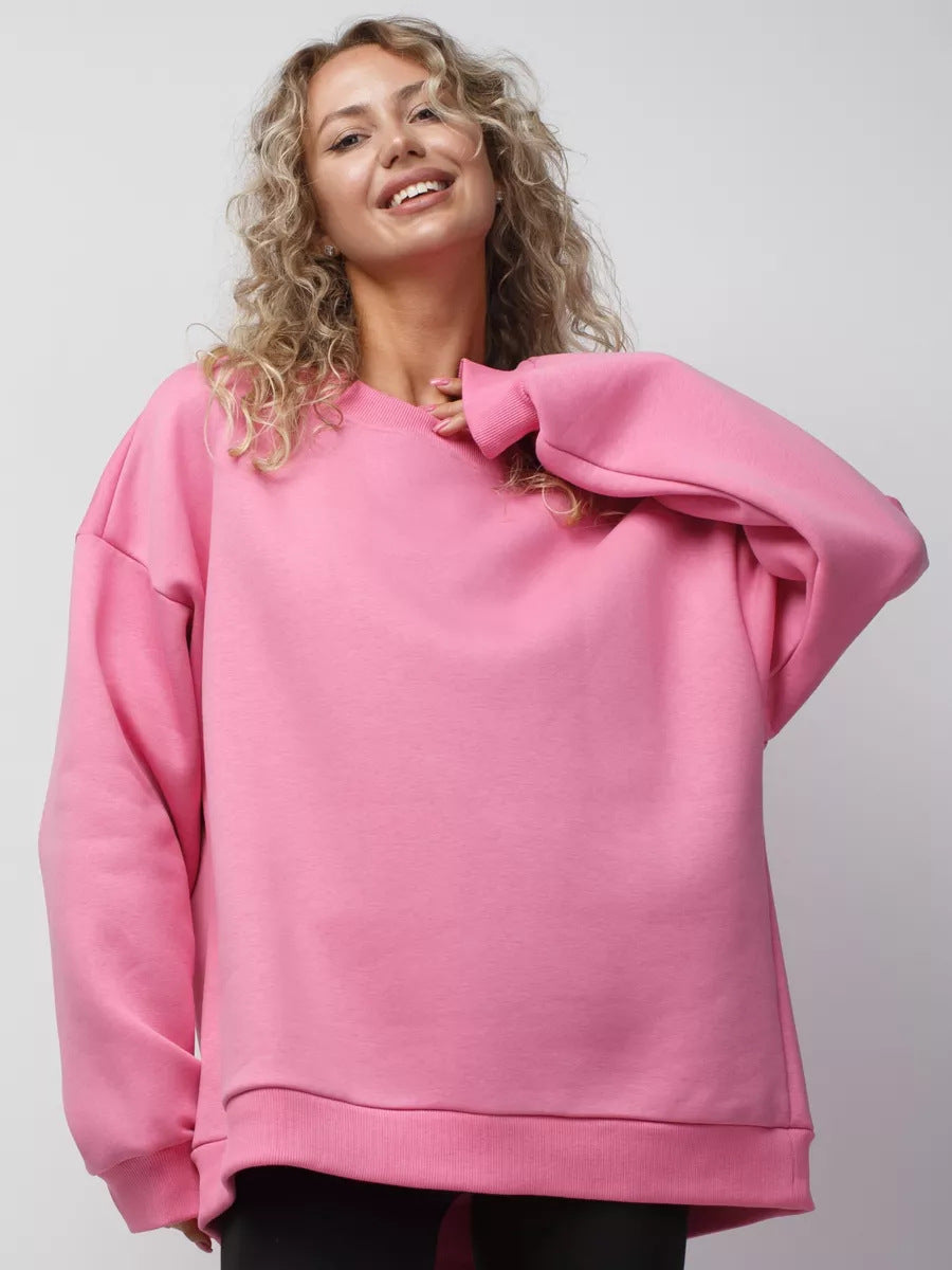 Damen oversized Sweatshirt mit Rundhalsausschnitt, French-Terry Innenfutter und überschnittener Schulter Shop Nory