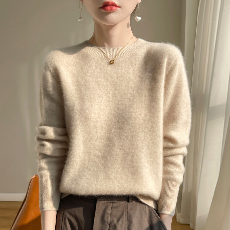 Damen Luxuriöser Kuschelstrick-Pullover mit Rundhals und Mohair-Optik Shop Nory