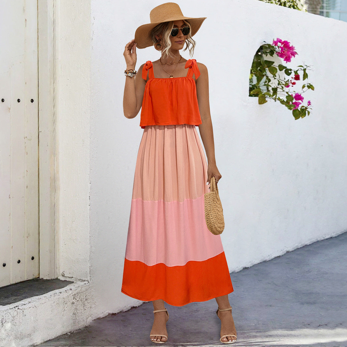 Damen Sommerliches Maxikleid mit verspieltem Bandeau-Oberteil und fließendem Rock