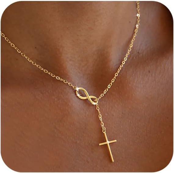 Damen Halskette mit modernem Kreuzanhänger und eleganter Gliederkette Shop Nory