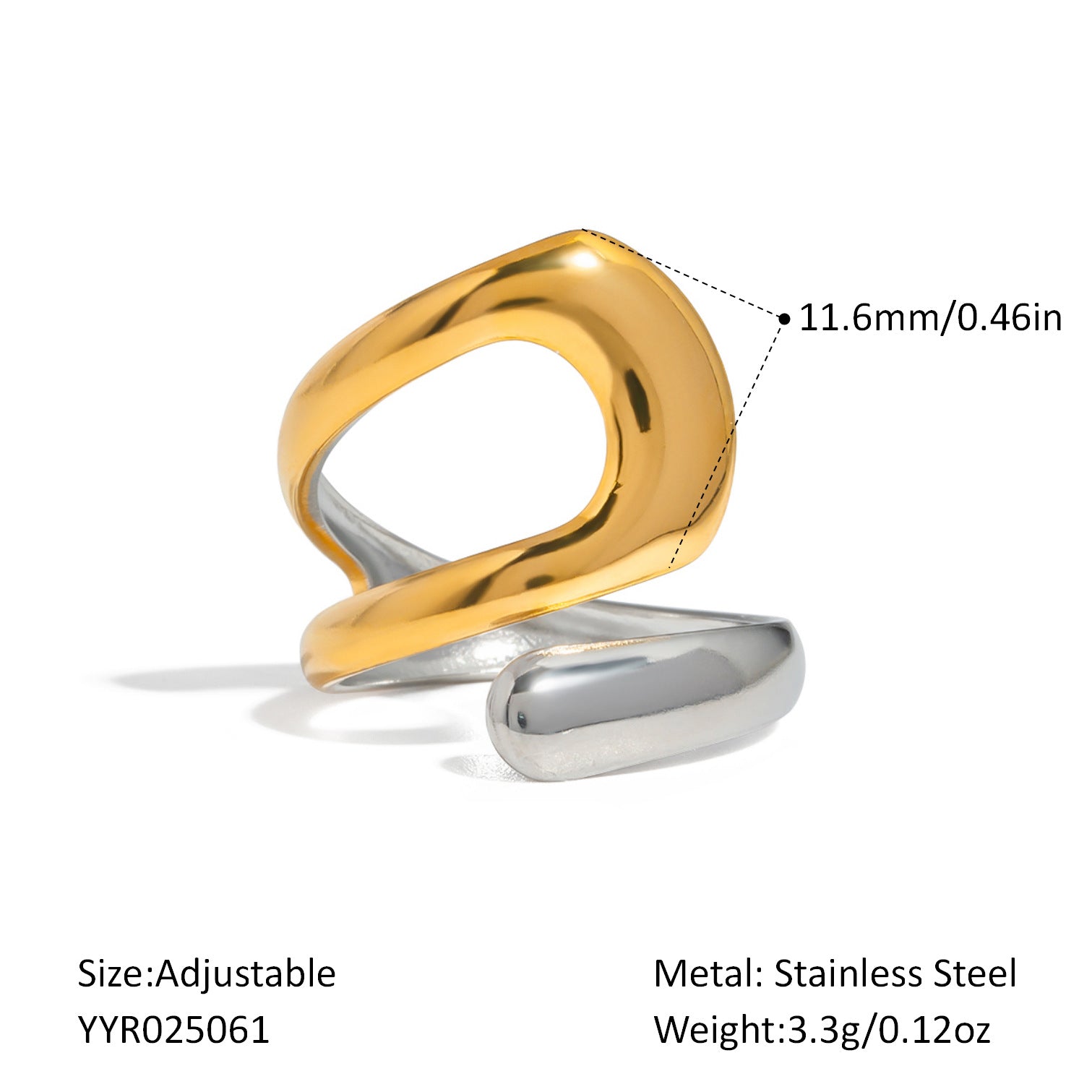 Damen verstellbarer Edelstahlring mit doppeltem Glanz Shop Nory