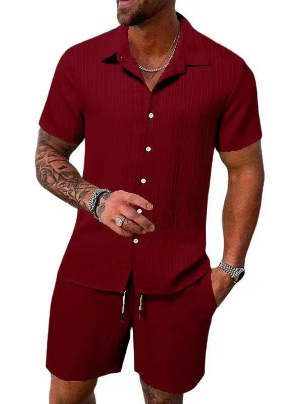 Herren atmungsaktives Sport-Set mit Kurzarm-Hemd und Shorts