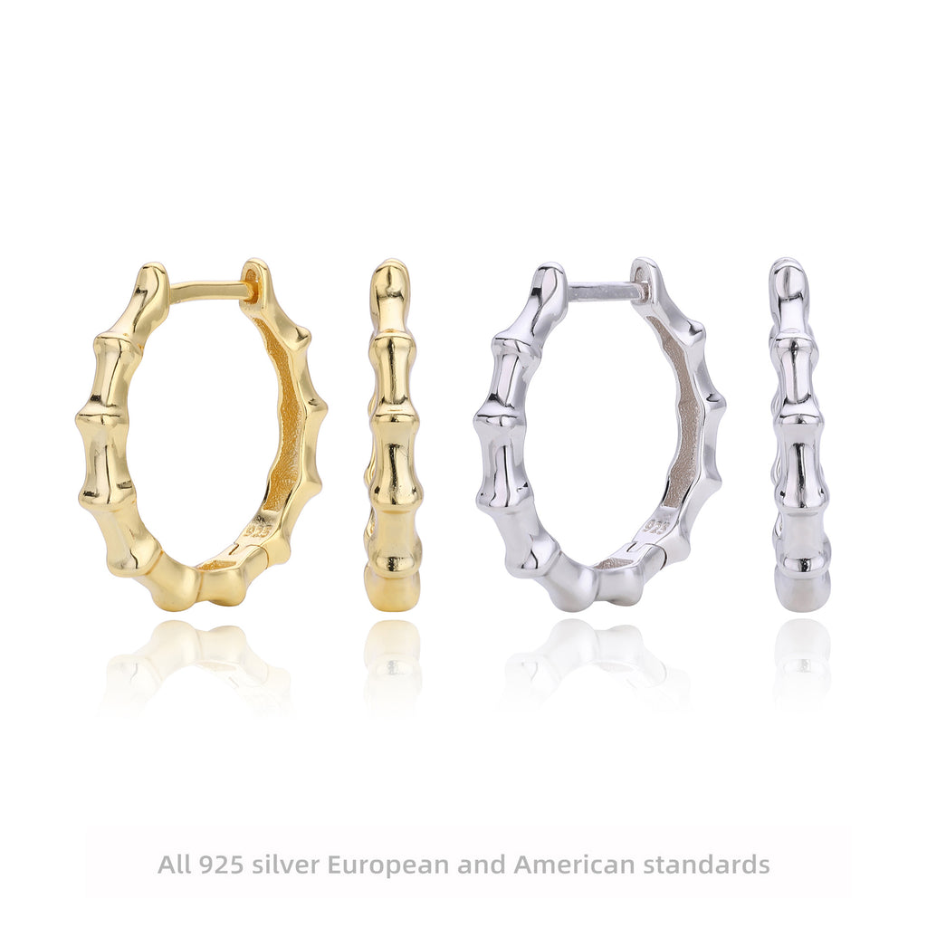 Damen Creolen im Bambusdesign aus hochwertigem 925 Sterling Silber Shop Nory
