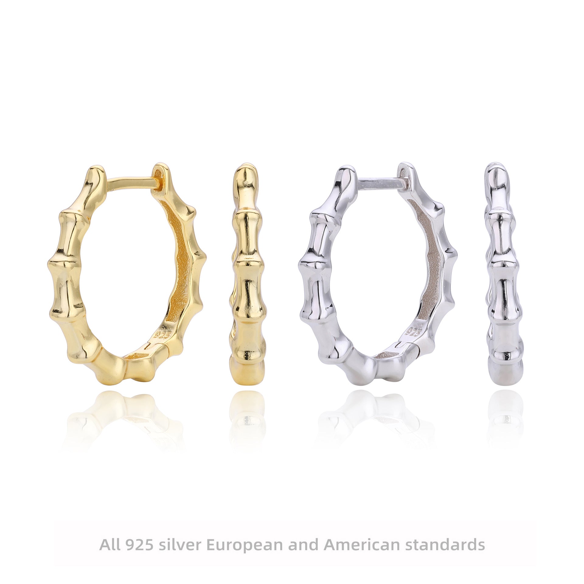 Damen Creolen im Bambusdesign aus hochwertigem 925 Sterling Silber Shop Nory