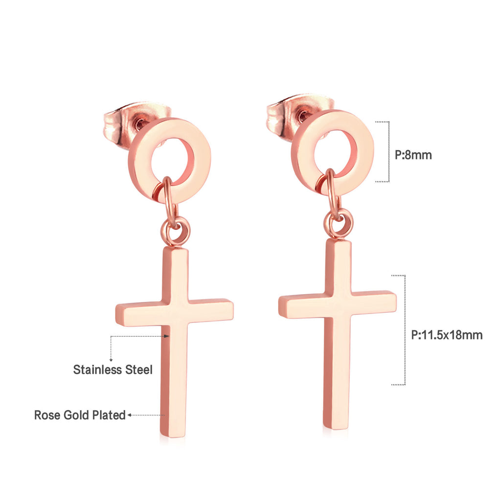 Damen Ohrringe mit elegantem, doppellagigem Rechteckdesign aus Edelstahl und goldplattierter Oberfläche Shop Nory