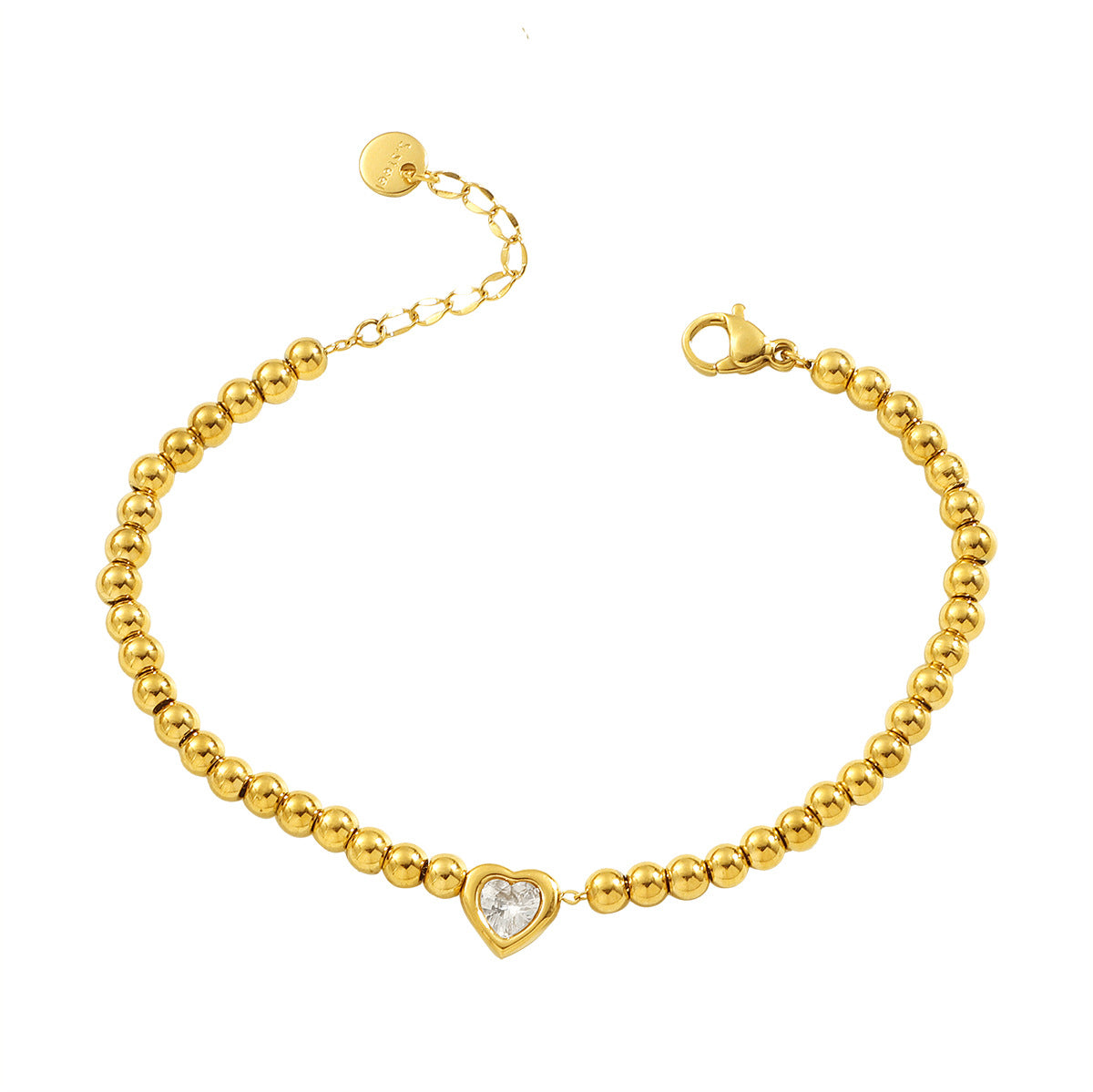 Damen Herzförmiges Kristall-Akzent Perlenarmband Shop Nory