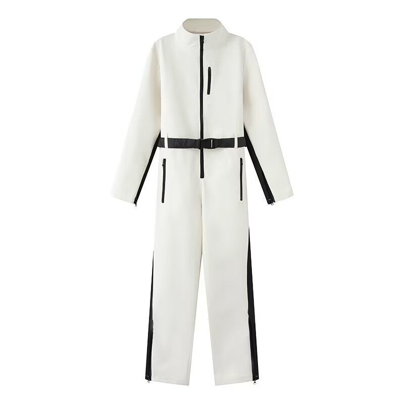 Damen Utility-Overall mit hohem Kragen, funktionalen Reißverschlüssen und Taillengürtel Shop Nory