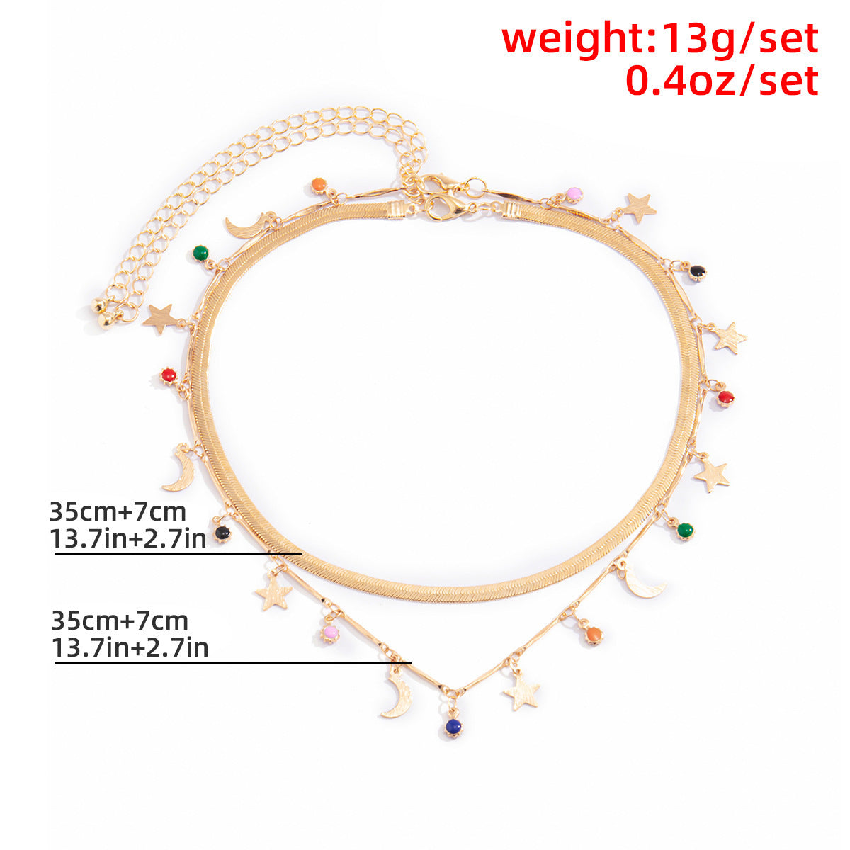 Damen Halskette mit charmanten Stern- und Mondanhängern Shop Nory