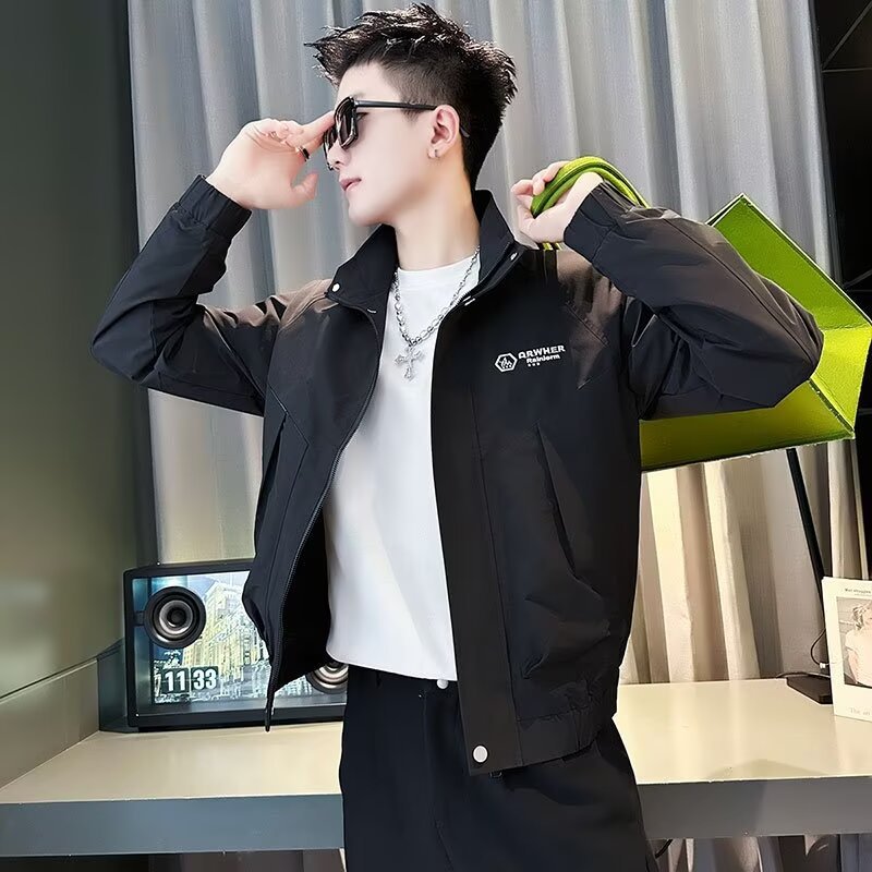 Herren Modernes Boxy‑Bomberjacke aus winddichtem Material mit Stehkragen und verdecktem Reißverschluss Shop Nory