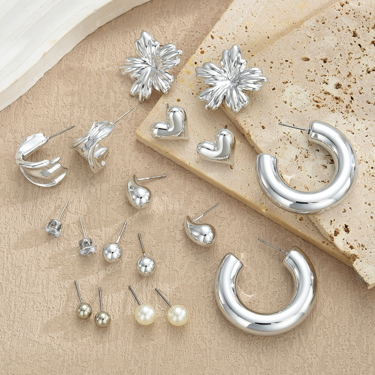 Damen Ohrstecker und Creolen Set Shop Nory