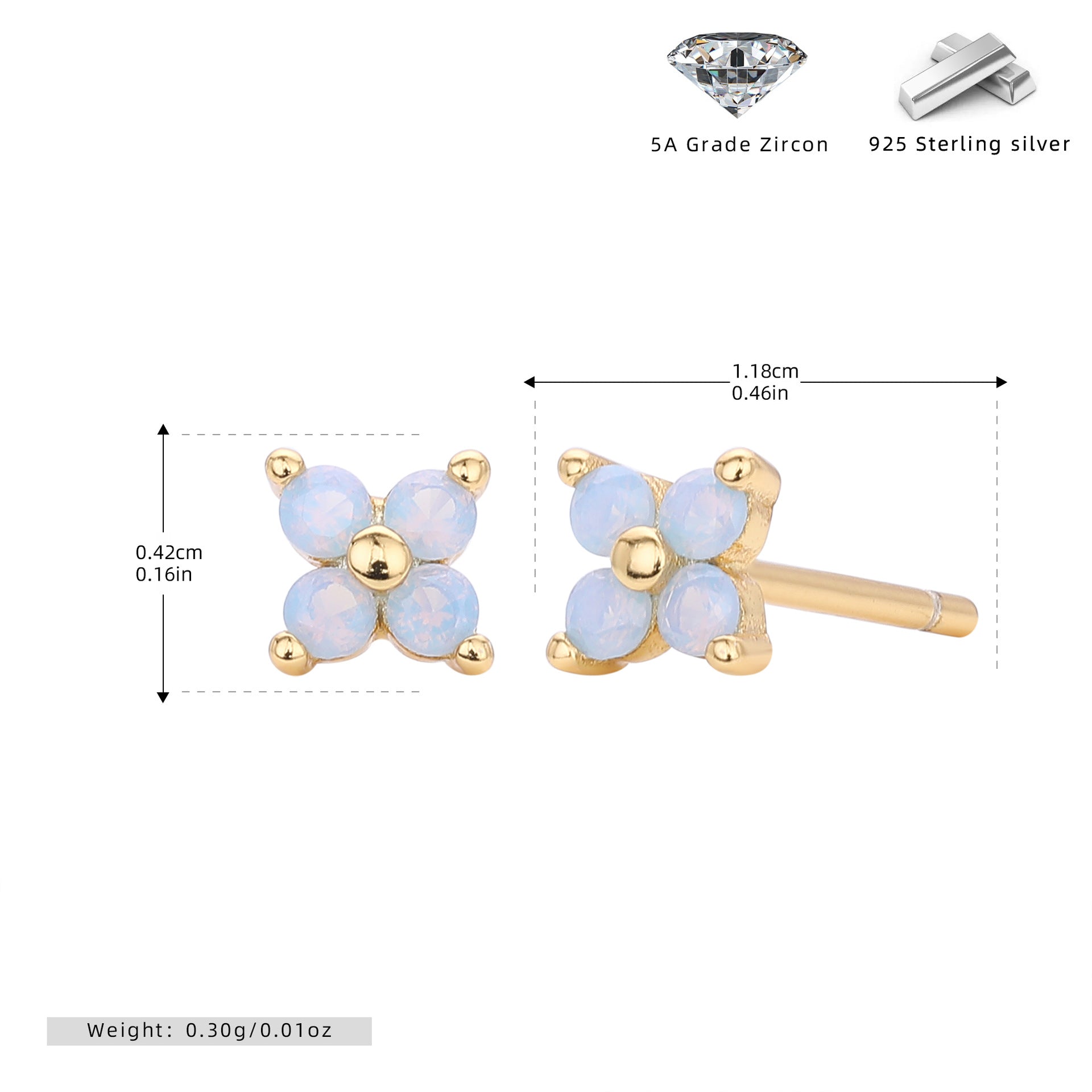 Damen Ohrstecker mit funkelndem Zirkonblüten-Design aus 925 Sterling Silber Shop Nory