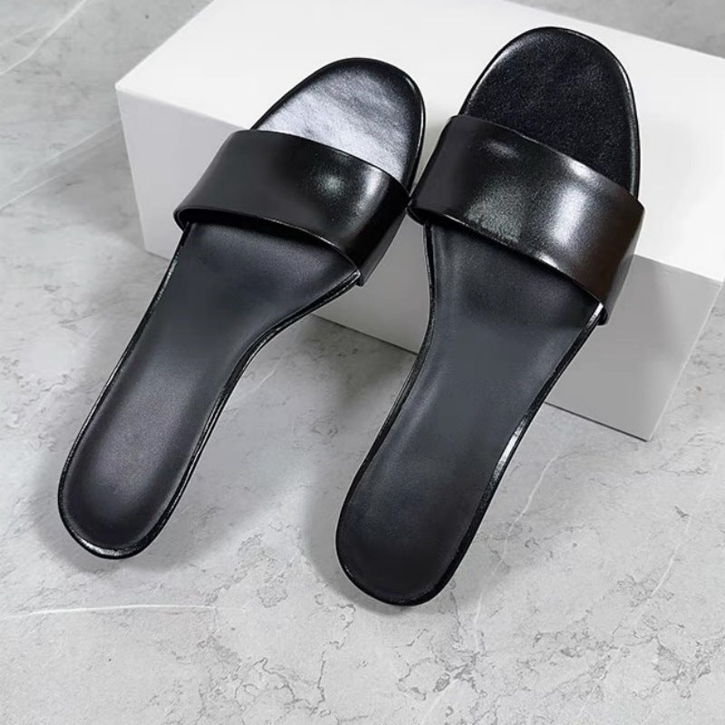 Damen elegante Slides mit breitem Satin-Riemen und komfortablem Fußbett
