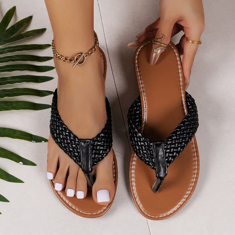 Damen geflochtene Zehentrenner-Sandalen