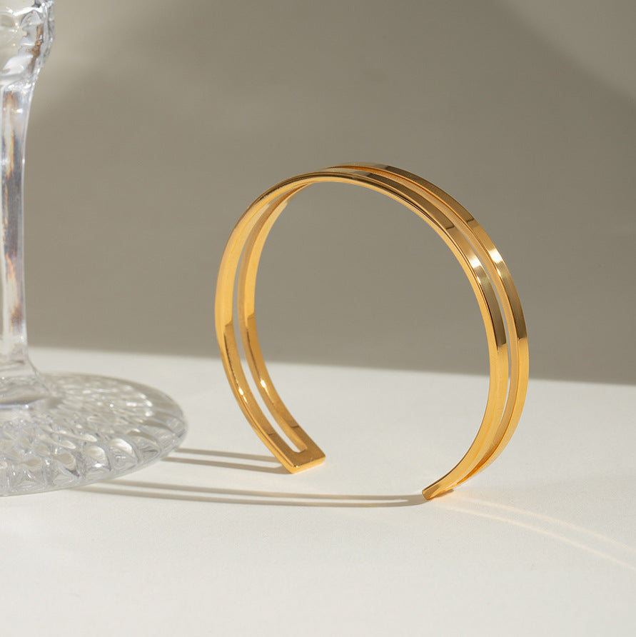 Damen Offenes Armreif aus hypoallergenem Edelstahl mit verstellbarem Design Shop Nory