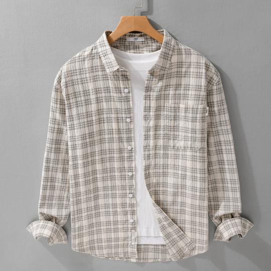 Herren Karierter Baumwoll-Overshirt im Relaxed-Fit mit Brusttasche und Soft‑Touch Shop Nory