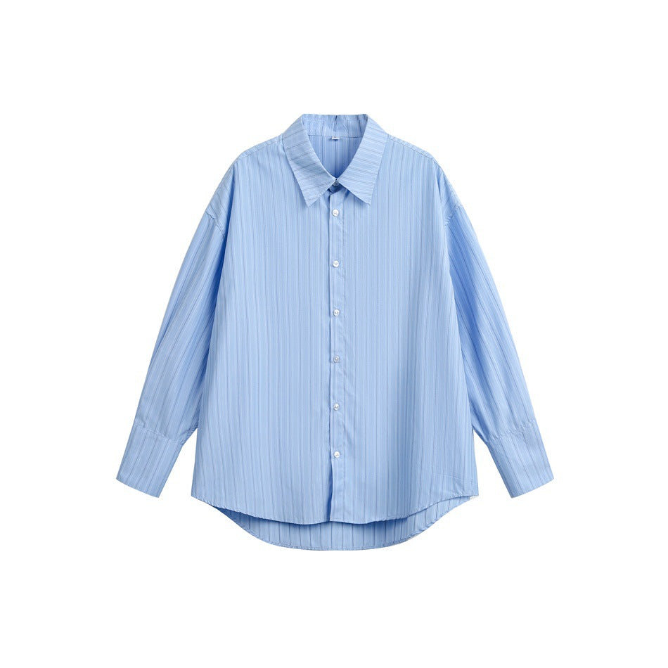 Damen Relaxed-Fit Boxy-Hemdbluse mit feiner Rippenstruktur und verlängertem Rückensaum Shop Nory