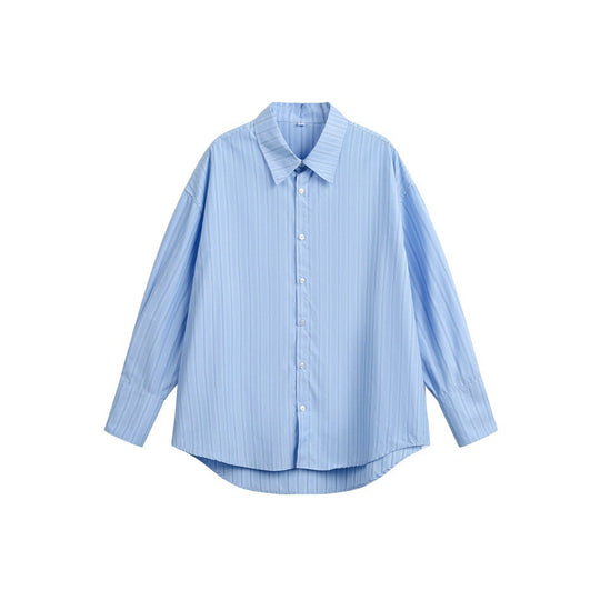 Damen Relaxed-Fit Boxy-Hemdbluse mit feiner Rippenstruktur und verlängertem Rückensaum Shop Nory